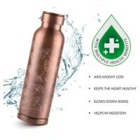 MILTON Copper Swasth Water Bottle 940 ml Copper Petals