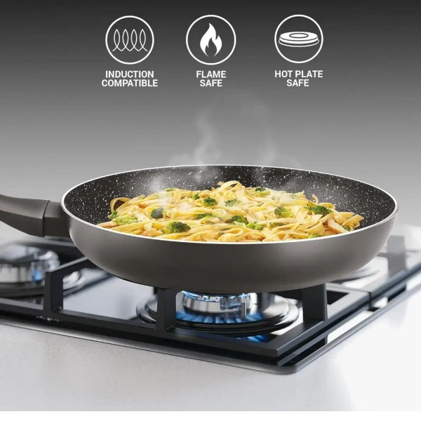 MILTON Milton Pro Cook Granito Fry Pan With Glass Lid Size 26 Cm