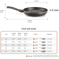 MILTON Milton Pro Cook Granito Fry Pan With Glass Lid Size 26 Cm
