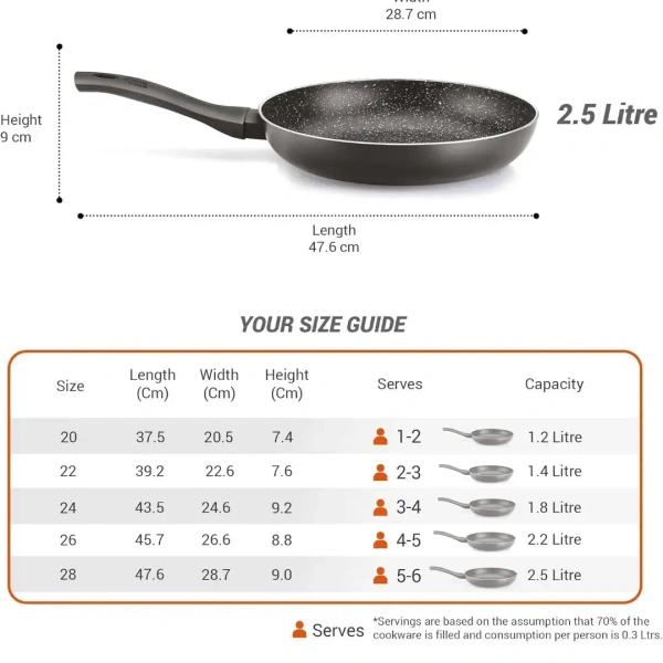 MILTON Milton Pro Cook Granito Fry Pan With Glass Lid Size 26 Cm