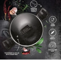 MILTON Milton Pro Cook Granito Kadhai With Glass Lid Size 28 Cm