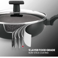 MILTON Milton Pro Cook Granito Kadhai With Glass Lid Size 28 Cm