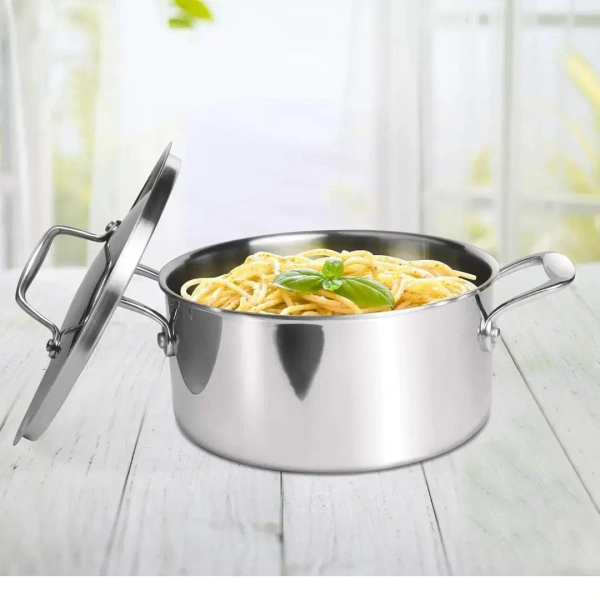 MILTON Milton Pro Cook Tri Ply Stainless Steel Casserole With Lid Size 24 Cm