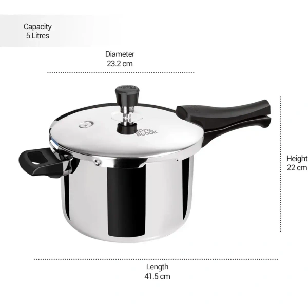 MILTON Milton Pro Cook Triply Stainless Steel Pressure Cooker Outer Lid  5 Ltr