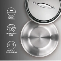 MILTON Pro cook Triply Stainless Steel Tasla with S S Lid 26 Cm