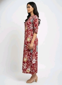 Aanya Floral Printed Popcorn Kurti Red - L