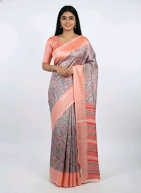 Halwa FLORAL PRINTED Peach & Sky Blue Chiffon Saree
