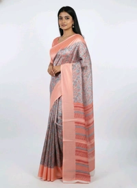 Halwa FLORAL PRINTED Peach & Sky Blue Chiffon Saree