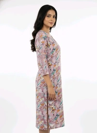 Thrinaiga Floral Printed Popcorn Kurti Baby Pink - XL