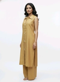 The Gold Dust Palazzo Set Vatikan Silk - Gold Dust Yellow, L