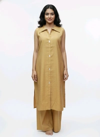 The Gold Dust Palazzo Set Vatikan Silk - Gold Dust Yellow, L