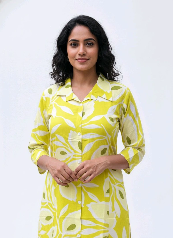 Thrinaiga The Lemon Bloom Palazzo Set - Yellow And White, XXL