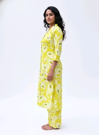 Thrinaiga The Lemon Bloom Palazzo Set - Yellow And White, XXL