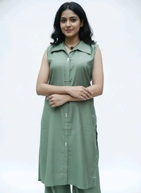 Thrinaiga The Emarald Grove Palazzo Set - Olive Green, L