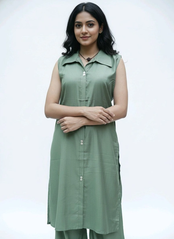 Thrinaiga The Emarald Grove Palazzo Set - Olive Green, L