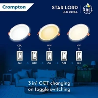 Crompton Star Lord Recess 3in1 Color Changing LED Panel Round - 10W-4" Cutting