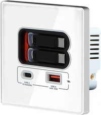 Recessed USB Retractable Extension Socket - Glass White