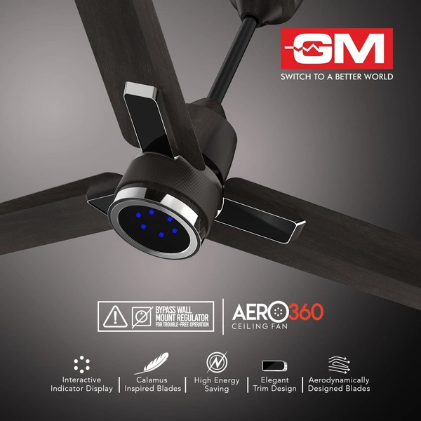 GM Aero 360 1200 mm BLDC Ceiling Fan - Wenge Wood-Gunmetal