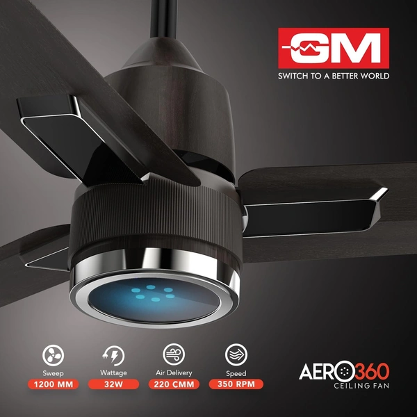 GM Aero 360 1200 mm BLDC Ceiling Fan - Wenge Wood-Gunmetal