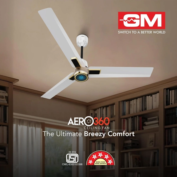 GM Aero 360 1200 mm BLDC Ceiling Fan - White Gold