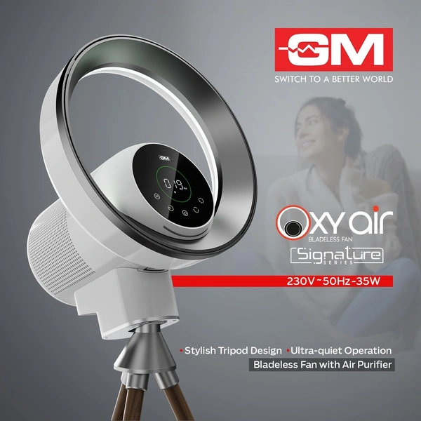 GM Oxy Air Bladeless Fan with Air Purifier and LED Light - Casablanca White