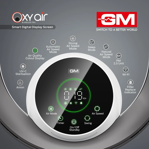 GM Oxy Air Bladeless Fan with Air Purifier and LED Light - Casablanca White