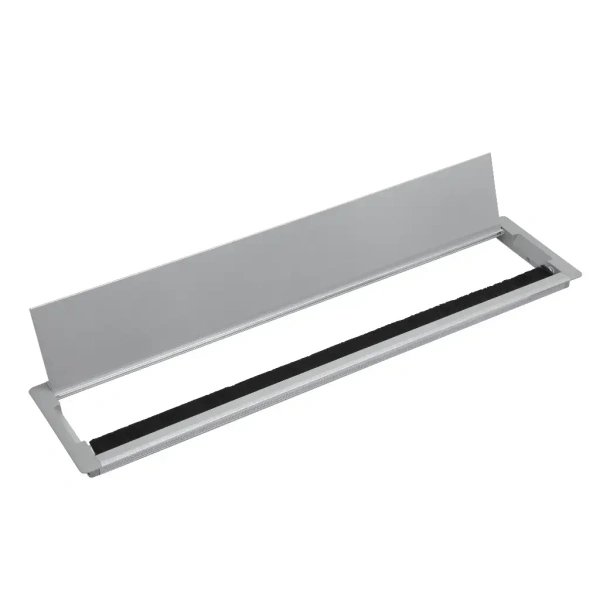 CM Ergosys Trio Flap Manual Flip-Up Cable Manager - 600mm, Metallic Silver Grey