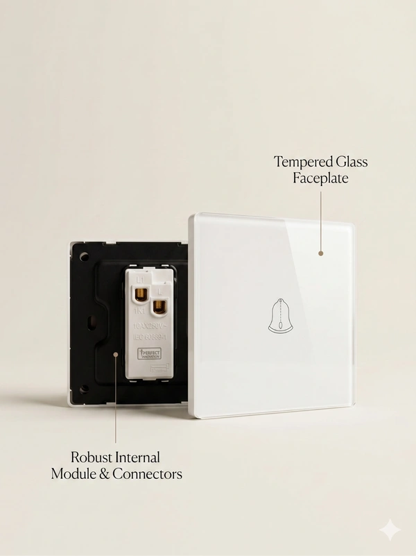 Tempered Glass Bell Push Switch 2M