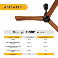 Atomberg Renesa Elite Smart Ceiling Fan - 1200mm, Golden Oakwood