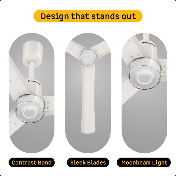 Atomberg Renesa Elite Smart Ceiling Fan - 1200mm, Pearl White, Pearl White Ring