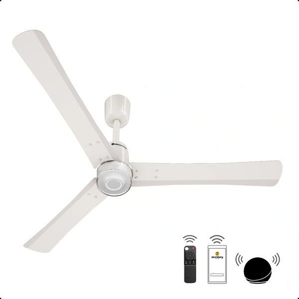 Atomberg Renesa Elite Smart Ceiling Fan - 1200mm, Pearl White, Pearl White Ring
