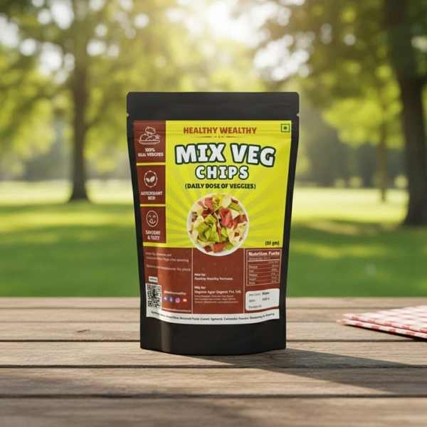 Healthy Wealthy Mix Veg Chips – 100% Real Veggies |  Weight Loss & Daily Nutrition (90g)