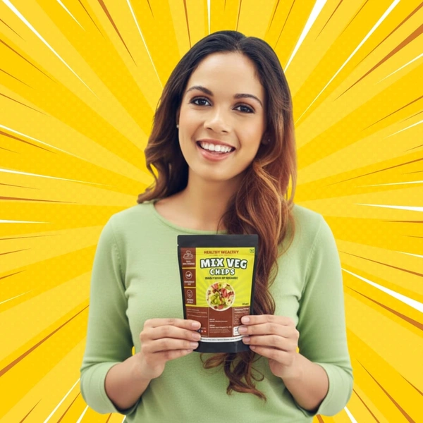 Healthy Wealthy Mix Veg Chips – 100% Real Veggies |  Weight Loss & Daily Nutrition (90g)