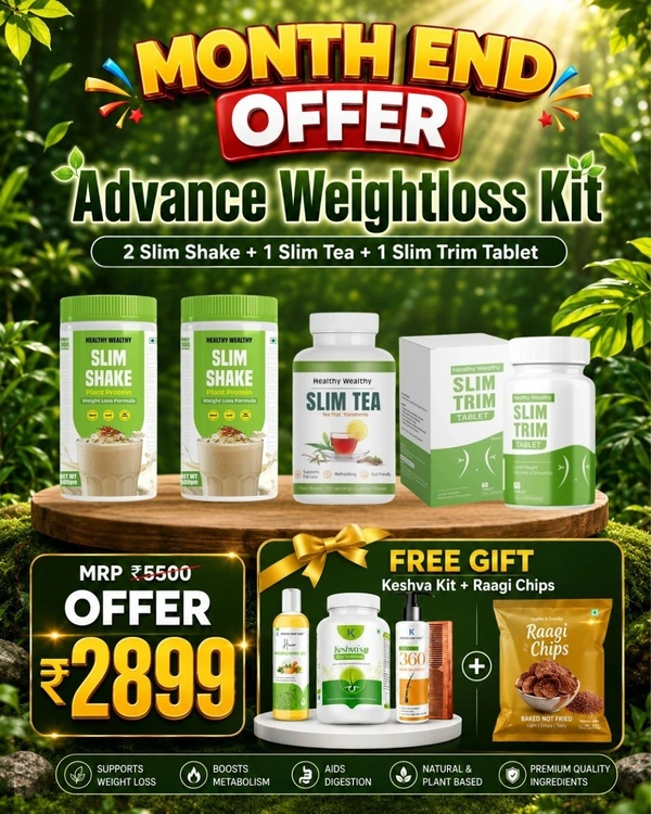 Advance Weightloss Kit – Slim Shake + Slim Tea + Slim Trim Tablet Combo + FREE Gifts | Healthy Wealthy