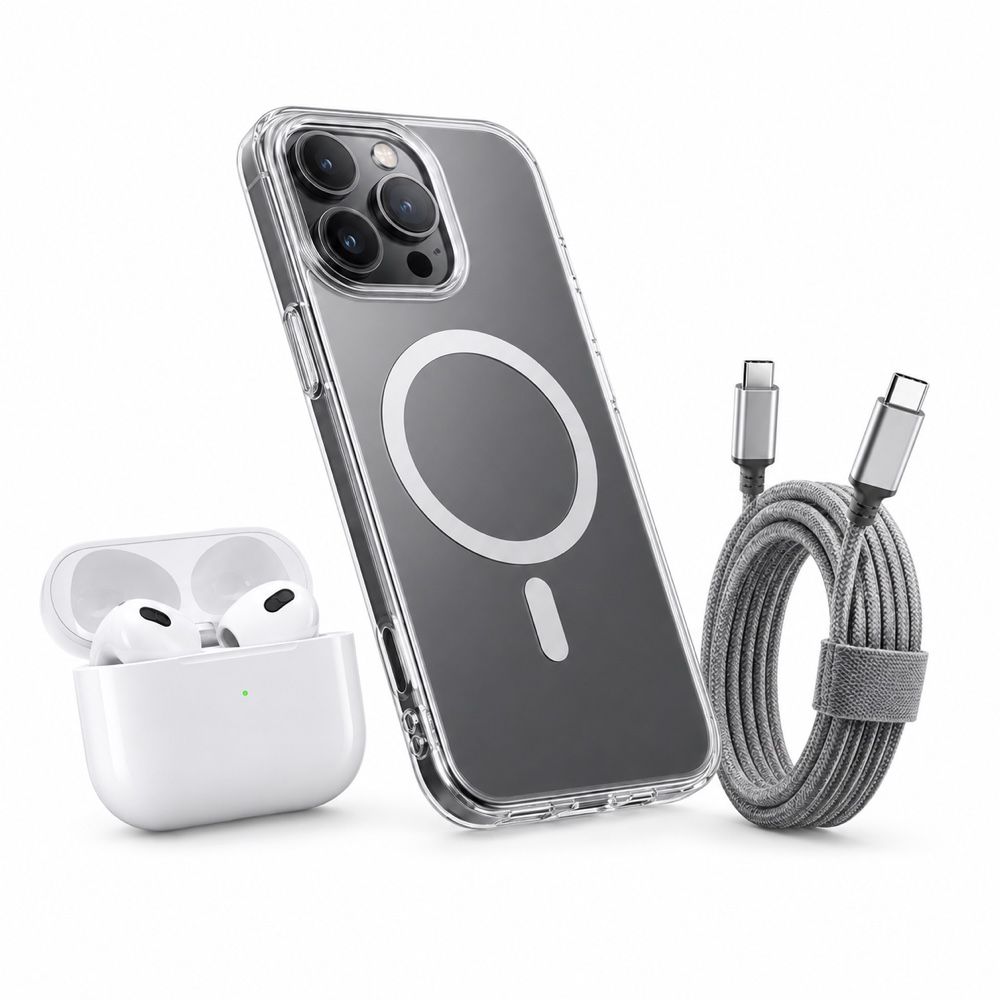 Jeelo crystal-clear MagSafe case, true-wireless earbuds and braided fast-charging cable