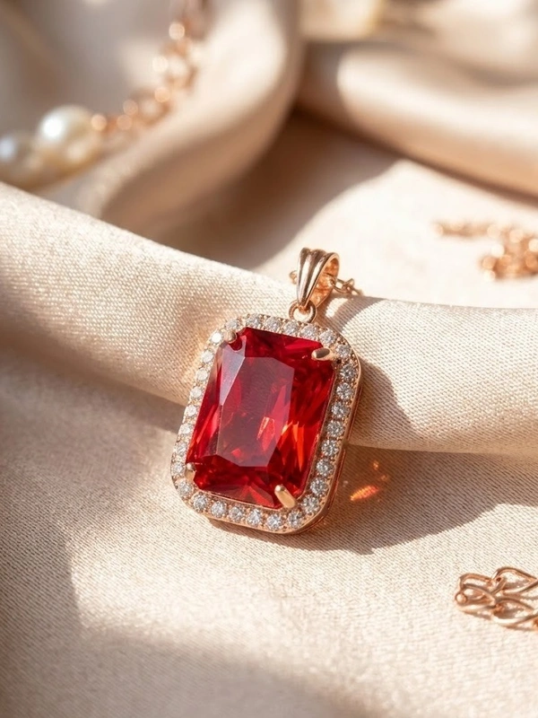 Red with rosegold chain 