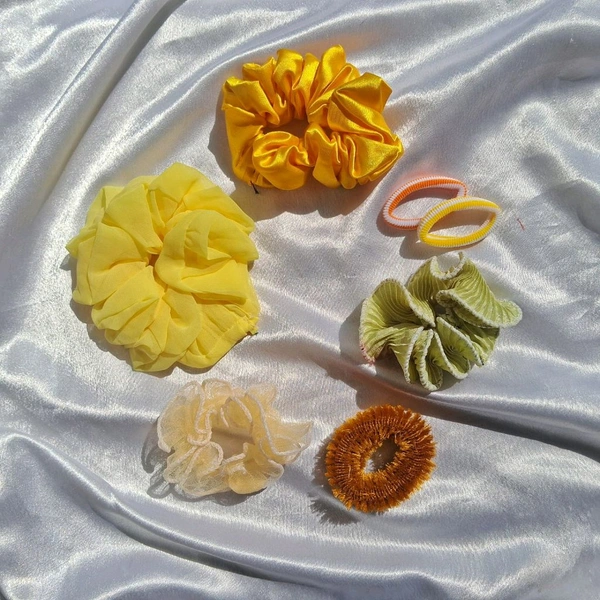 Yellow Combo Scrunchies