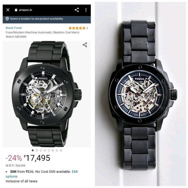 Fossil For Men Modern Machine Automatic Number - ME3080 Dial Size - 44mm