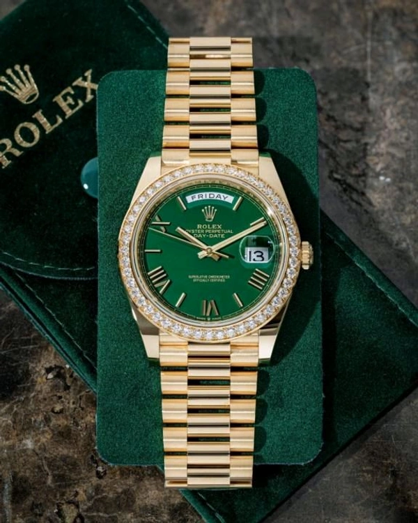 Rolex Dimond Day Date 40 Gold Green 