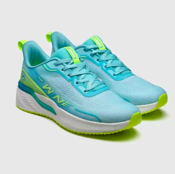stylish light blue and neon green running or sports shoes - 5