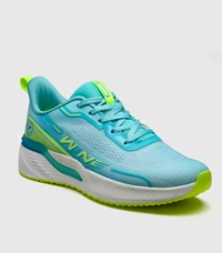 stylish light blue and neon green running or sports shoes - 5