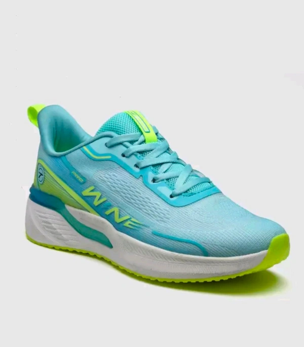 stylish light blue and neon green running or sports shoes - 5