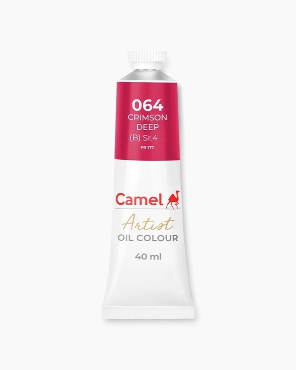 Camel Artist Oil Colours Individual tube of Crimson Deep in 40 ml