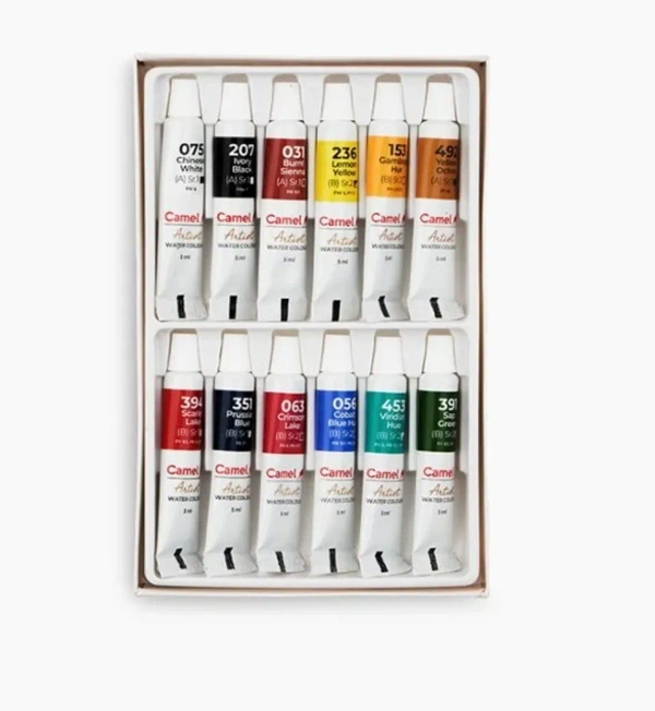 CAMEL Camlin Kokuyo ARTIST WATER COLOUR TUBES 12 SHADES (Set of 1, ASSORTED SHADES)