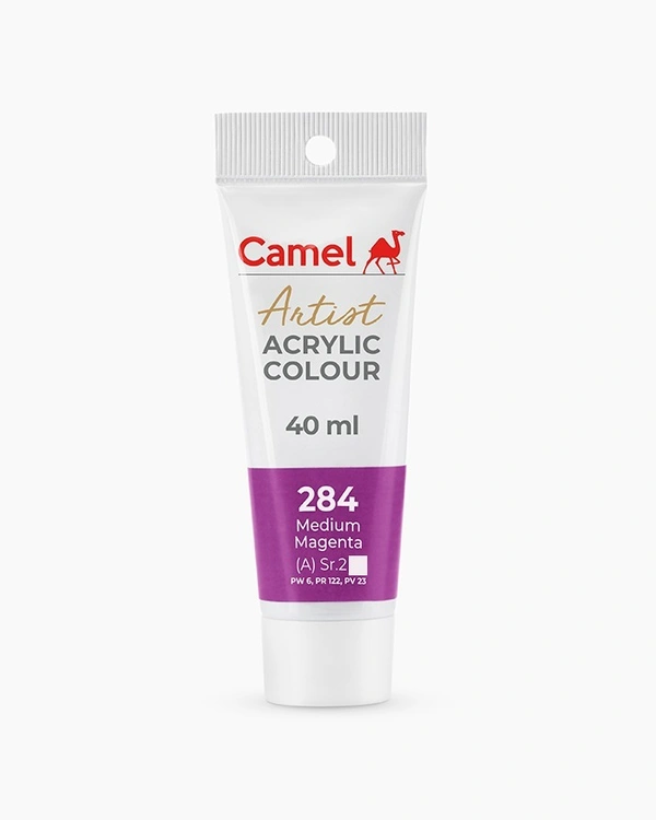 CAMEL Camel Artist Acrylic Colours Individual tube of Medium Magenta in 40 ml
