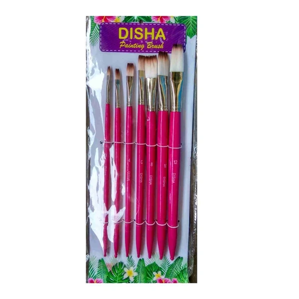Disha Flat Synthetic hair Brush 0,2,4,6,8,10,12 No.