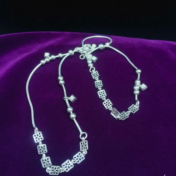 SILVER ADJUSTABLE BEAD PAYAL - Adjustable, Silver