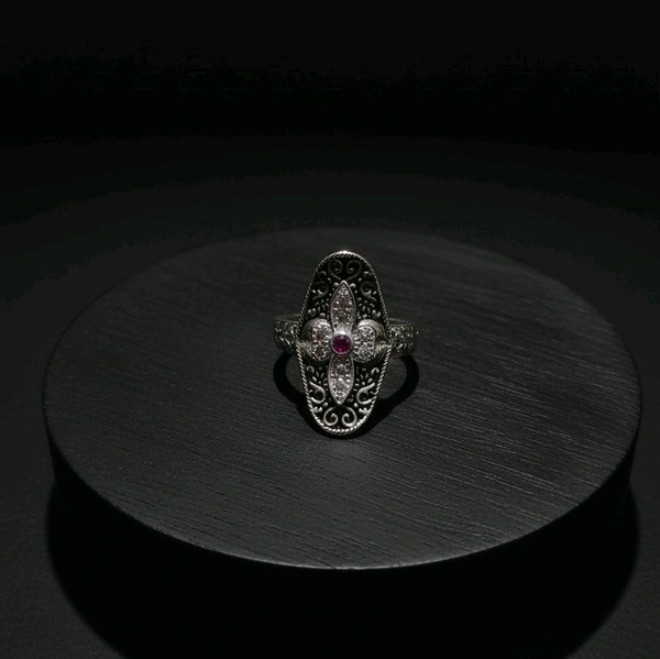 BLACK POLISHED ELONGATED SILVER BICHHIYA  - Silver, Free Size