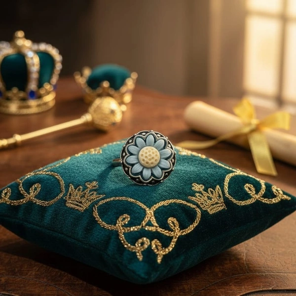 MINIMALIST FLOWER DESIGNED SILVER BICHHIYA - Free Size, Silver-Blue