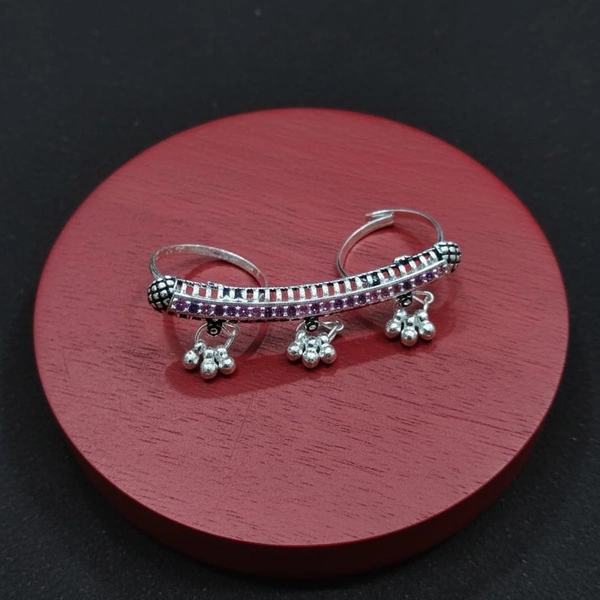 MORDERN TWO-IN-ONE JOINT SILVER BICHHIYA - Free Size, Silver-Black